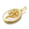 Brass Pave Shell Birth Flower Pendants FIND-I040-04D-2