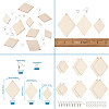 Yilisi DIY Rhombus Shape Natural Wood Pendants Earring Making Kits DIY-YS0001-14-21