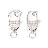 Brass Micro Pave Clear Cubic Zirconia Lobster Claw Clasps ZIRC-P098-14P-1