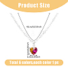 6Pcs 6 Style Glass Heart Pendant Necklaces Set with Brass Chains NJEW-AB00021-2