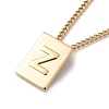 Stainless Steel Initial Letter Rectangle Pendant Necklace for Men Women LS-NJEW-E090-01G-26-1