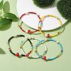 Glass Seed & Plastic Mushroom Beaded Stretch Bracelet for Women BJEW-JB10185-2