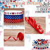 AHADERMAKER 3 Rolls 3 Colors Independence Day Theme Polyester Grosgrain Ribbon OCOR-GA0001-58-3