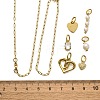 Cubic Zirconia & Shell Pearl Heart Round Pendant & Necklaces & Bracelets Sets SJEW-Q002-02G-3