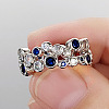 Hollow Brass Pave Cubic Zirconia Finger Rings FS-WG3B071-02-4