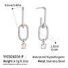 304 Stainless Steel Cubic Zirconia Stud Dangle Earrings Women MN6209-2-1