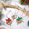3Pcs Christmas Wood & Polyester Bowknot Pendant Decorations HJEW-JM04193-1