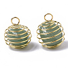 Iron Wrap-around Spiral Bead Cage Pendants IFIN-R239-09G-2