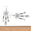 Halloween 304 Stainless Steel & Alloy & Glass Skull & Skeleton & Moon Dangle Earrings EJEW-TA00831-5