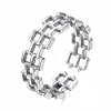 Non-Tarnish 304 Stainless Steel Square Open Cuff Ring RJEW-T023-15P-3