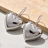 Heart Brass Dangle Earrings EJEW-B132-03P-2