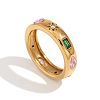 304 Stainless Steel Pave Colorful Cubic Zirconia Finger Rings FS-WG10745-01-1
