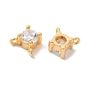 Brass Micro Pave Clear Cubic Zirconia Connector Charms KK-M294-14G-2