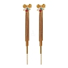 Brass Bowknot Tassel Stud Earrings EJEW-R014-14G-4