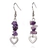 Heart Natural Amethyst Dangle Earrings EJEW-JE01886-02-1