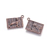 Red Copper Plated Rectangle with Tiger Alloy Pendants X-EA11811Y-R-2