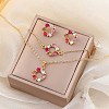 Ring Alloy Rhinestone Pendant Necklaces & Braceleta & Stud Earrings Sets WG4EA96-03-3