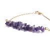 2Pcs 2 Color Natural Amethyst Chip Beaded Link Bracelets Set with 304 Stainless Steel Cable Chains BJEW-JB07914-03-5
