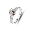 Rhodium Plated 925 Sterling Silver Micro Pave Moissanite Finger Rings WG38657-04-3