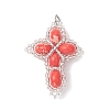 Dyed Synthetic Imperial Jasper with Glass Seed Beaded Pendants PALLOY-MZ01119-05-1