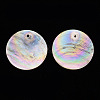 Electroplate Natural Capiz Shell Pendants SSHEL-T014-36-2