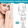 4Pcs 925 Sterling Silver Starfish Charms STER-BBC0008-39-2