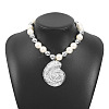 Shell Shape Alloy Pendant Plastic Imitation Pearl & CCB Plastic Round Beaded Necklaces for Women FS-WG1A62A-02-1