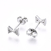 Brass Micro Pave Clear Cubic Zirconia Stud Earrings EJEW-T046-32P-NF-2