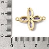 Brass Pave Cubic Zirconia 4-Petal Flower Connector Charms X-KK-A296-46A-G-3