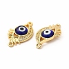 Rack Plating Real 18K Gold Plated Brass Micro Pave Clear Cubic Zirconia Connector Charms ZIRC-L102-08G-01-3