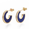 Brass Micro Pave Cubic Zirconia Crescent Moon Stud Earrings EJEW-N011-01B-1