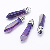 Dyed Bullet Natural Agate Pointed Pendants X-G-E332-C20-2