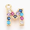 Brass Micro Pave Cubic Zirconia Charms ZIRC-F089-01G-M-1