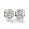 Square Brass Micro Pave Cubic Zirconia Stud Earrings Finding KK-E083-03P-1