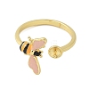 Bees Brass Enamel Cuff Ring Settings KK-K297-04G-2