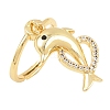 Adjustable Brass Micro Pave Cubic Zirconia Pendant Finger Rings for Women LS-RJEW-A090-01A-G-4