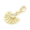 Brass Clear Cubic Zirconia Fan European Dangle Charms KK-Z090-05G-2