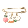 3Pcs 3 Style Easter Rabbit & Carrot & Egg Alloy Enamel Charms Safety Pin Brooches JEWB-TA00014-2