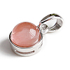 Rhodium Plated 925 Sterling Silver Pave Cherry Quartz Glass Half Round Charms G-NH0001-12A-2