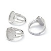 Adjustable Rhodium Plated 925 Sterling Silver Finger Ring Components STER-E061-12P-1