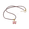 Alloy Enamel Butterfly Pendant Necklaces NJEW-JN04580-02-4