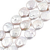 Flat Round Natural Baroque Pearl Keshi Pearl Beads Strands PEAR-R015-16-1