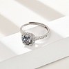 Rhodium Plated 925 Sterling Silver Moissanite Adjustable Rings for Women RJEW-U038-13P-01-3