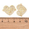 Brass Micro Pave Clear Cubic Zirconia Heart with Word Love Me Links Connector Charms KK-K408-60G-3