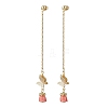 Synthetic Coral Flower Tassel Stud Earrings EJEW-JE06649-2