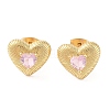 Rack Plating Brass with Cubic Zirconia Stud Earrings for Women EJEW-G394-05G-05-2