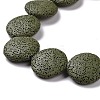Flat Round Dyed Natural Lava Rock Beads Strands G-L435-14-24-3