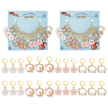 Alloy Enamel Cat/Sakura Pendant Locking Stitch Markers HJEW-PH01867