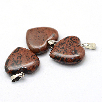 Heart Natural Mahogany Obsidian Pendants X-G-Q438-02-1