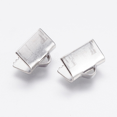 Tarnish Resistant 304 Stainless Steel Ribbon Crimp Ends X-STAS-P168-03P-1